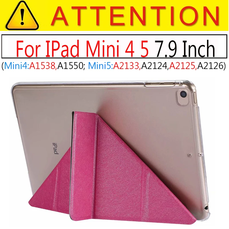 Mini 4 5 Rose Умный чехол для ipad Mini4 ультра тонкий из искусственной кожи чехол+ PC полупрозрачный чехол для Apple ipad mini 4 3 2 1 7,9 дюймов - Цвет: Mini 4 5 Rose