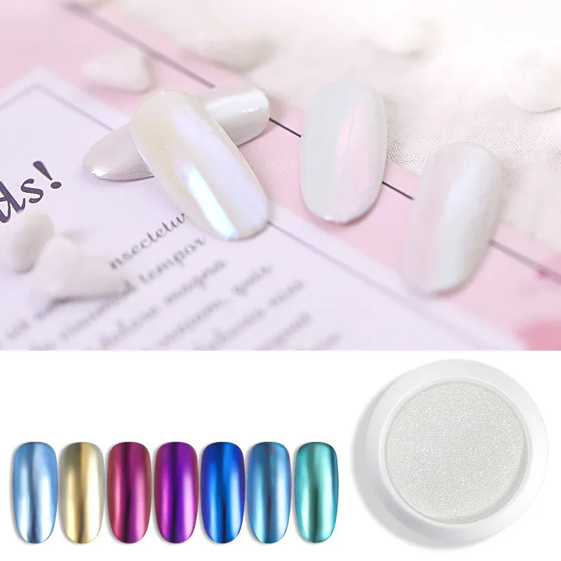 

Nail Glitter Set1 Box Silver Mirror Magic Pigment Powder Pearl Nail Glitter Dust Shiny Gel Polish Nails Decoration Sequins