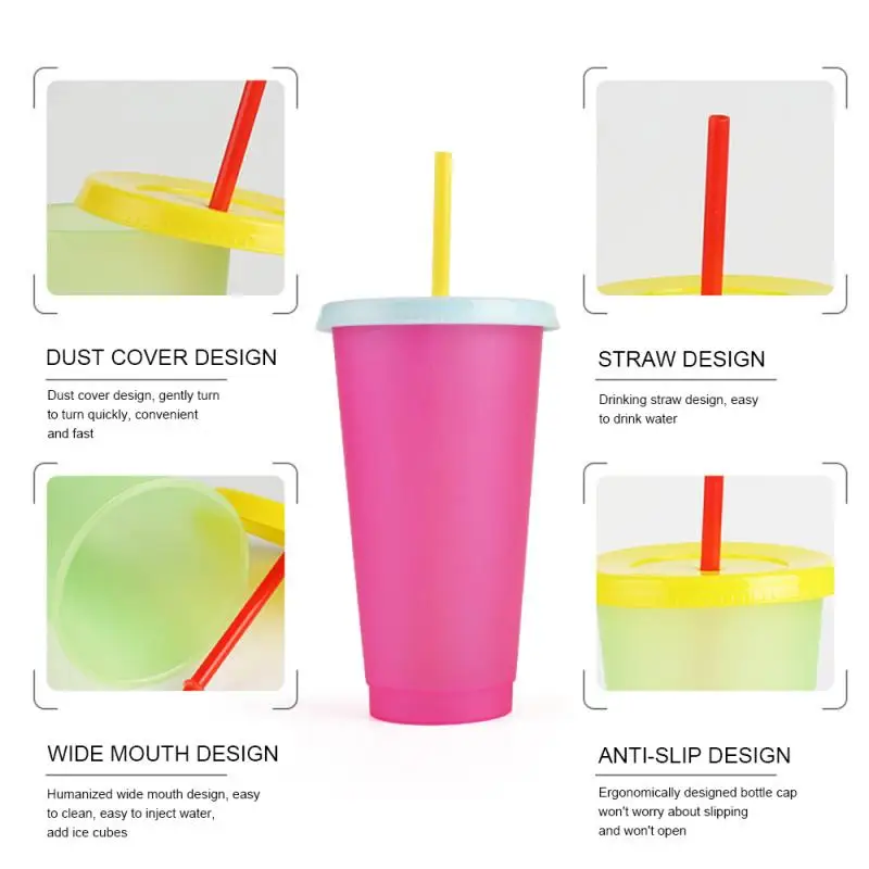 2020 лучшие 24oz пластиковые стаканы для холодной воды Меняющие цвет Dis изменение