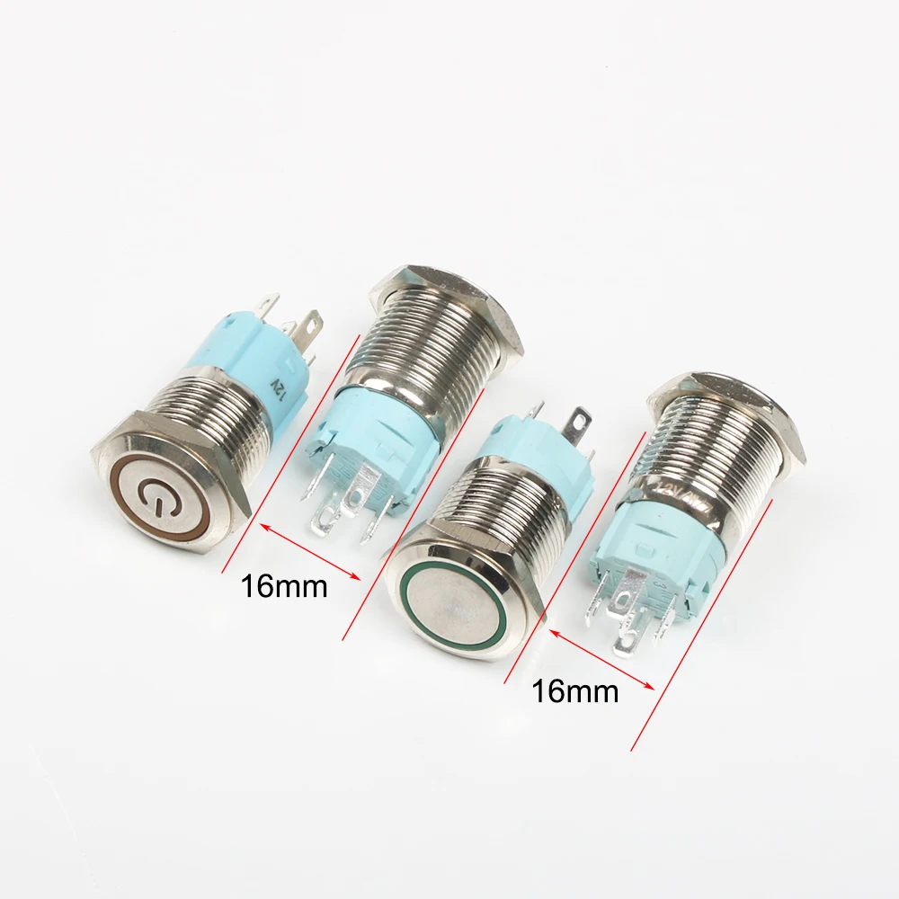 40 шт. 16 мм водонепроницаемый светодиодный металлический кнопочный переключатель