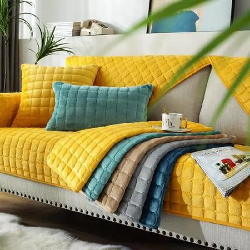 

Чехол для дивана, плюшевый, однотонный, Хрустальный, бархатный, для гостиной, современный, нескользящий, угловой, для диванов