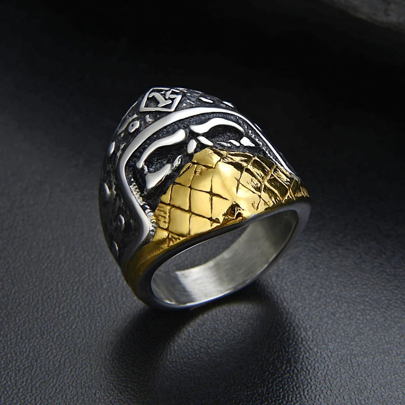 Мужское кольцо в стиле ретро Valily из нержавеющей стали 316L золотого цвета с