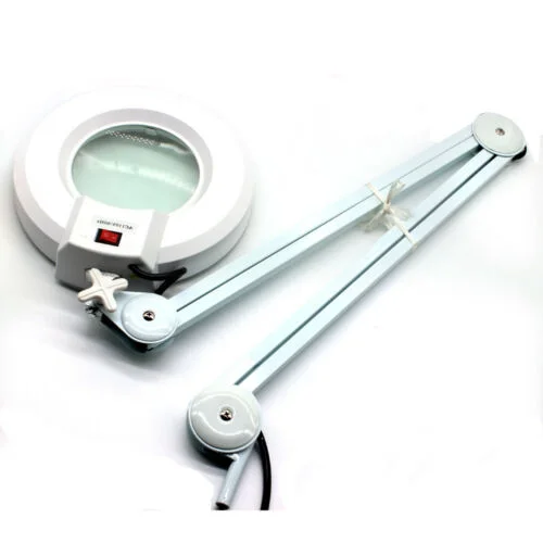 

New LED Desk Clamp Mount Magnifier Lamp Light Magnifying Glass Lens 8x Diopter.