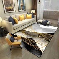 madream fashion new chinese style living room carpet abstract ink golden yellow line bedroom rug non slip bedside floor mat 2021