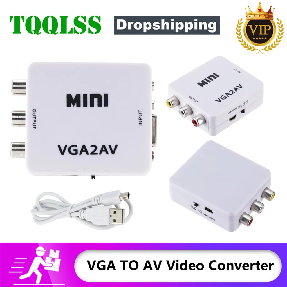 Преобразователь TQQLSS Mini VGA в AV конвертер VGA2AV с 3 5 мм аудио RCA видео преобразователь