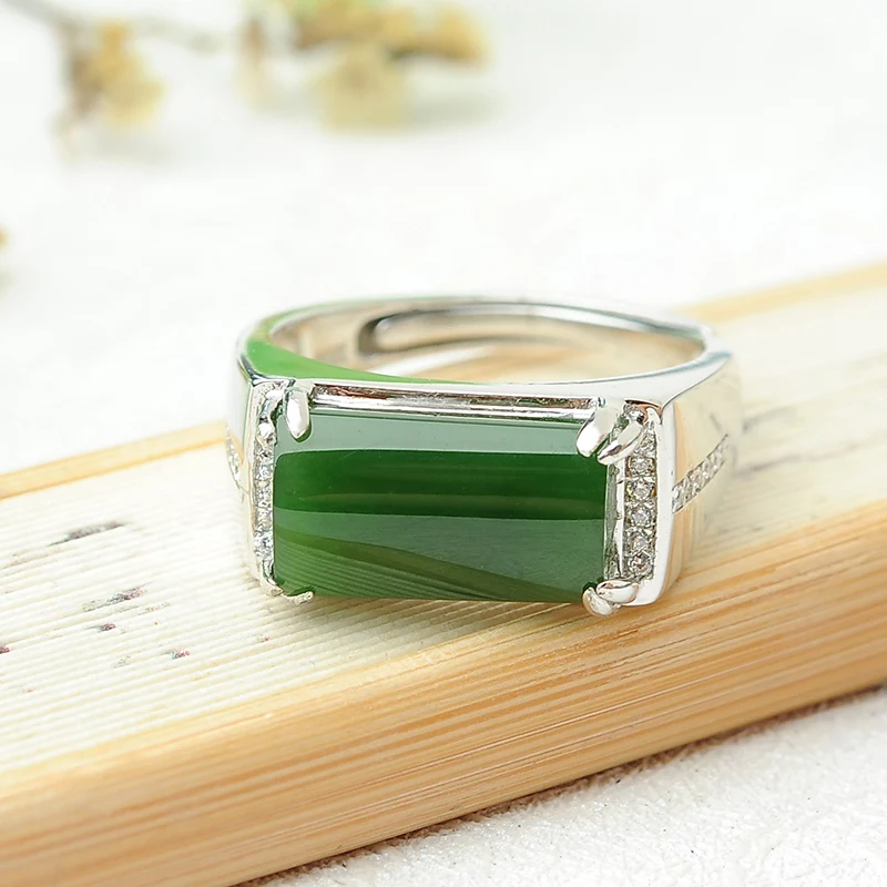 925 серебряные и тианью кольца Нефритовое мужское кольцо натуральное нефритовое