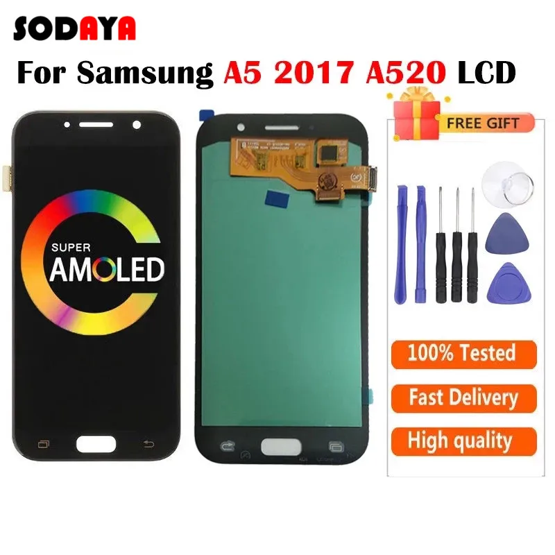 

Super AMOLED для Samsung Galaxy A5 2017 дисплей A520 A520F SM-A520F ЖК-дисплей + сенсорный экран дигитайзер в сборе Бесплатная доставка