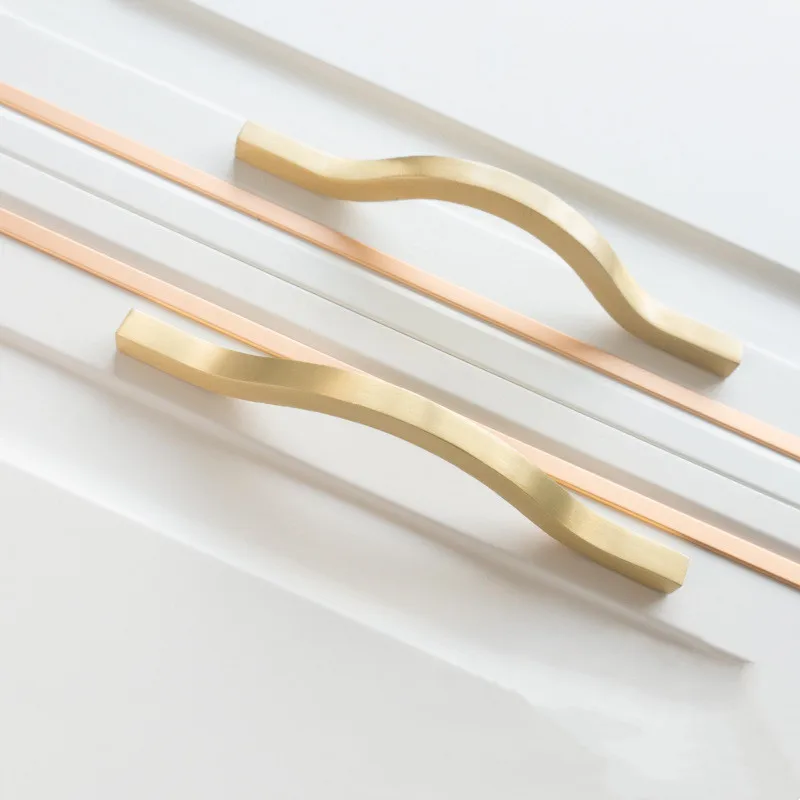 

Nordic Light Luxury Brass Arc Arch Bridge Handle Wardrobe Shoe Cabinet Drawer Door Modern and Simple