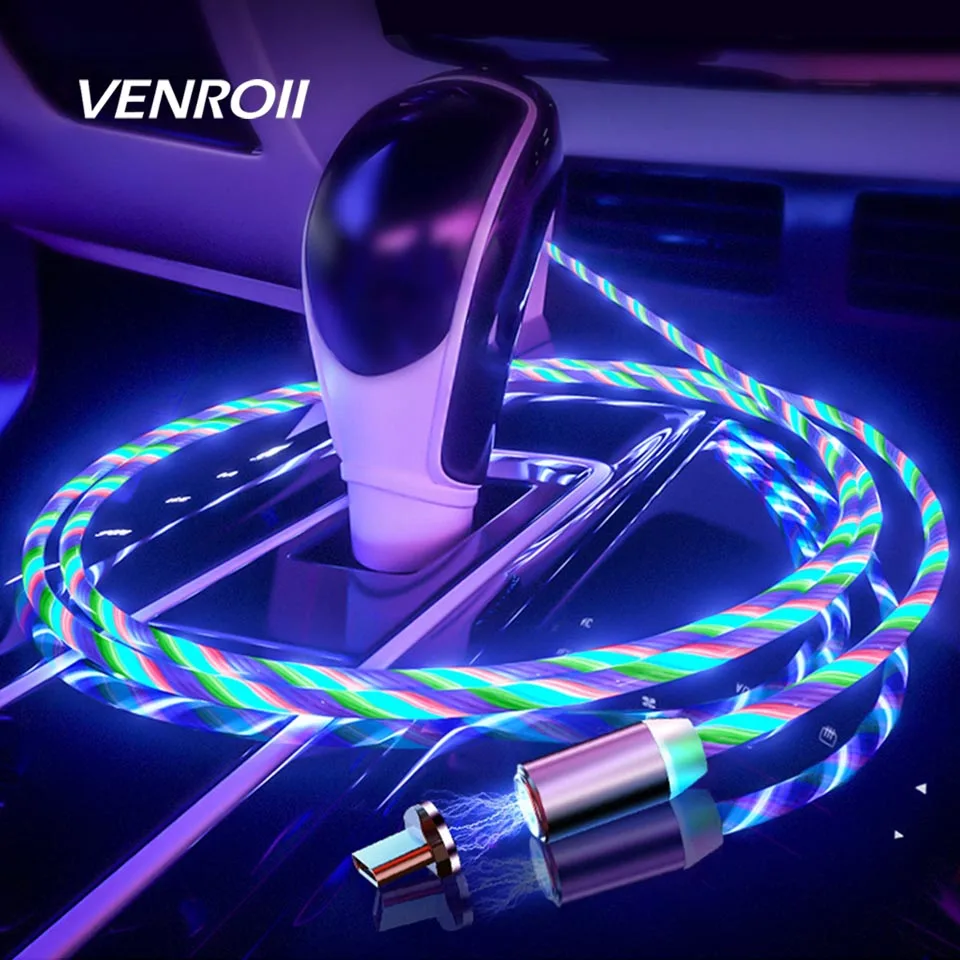 Магнитный кабель Venroii 1 м Micro USB Type C зарядный шнур для телефона Samsung S8 S9 Xiaomi Mi 8 Redmi