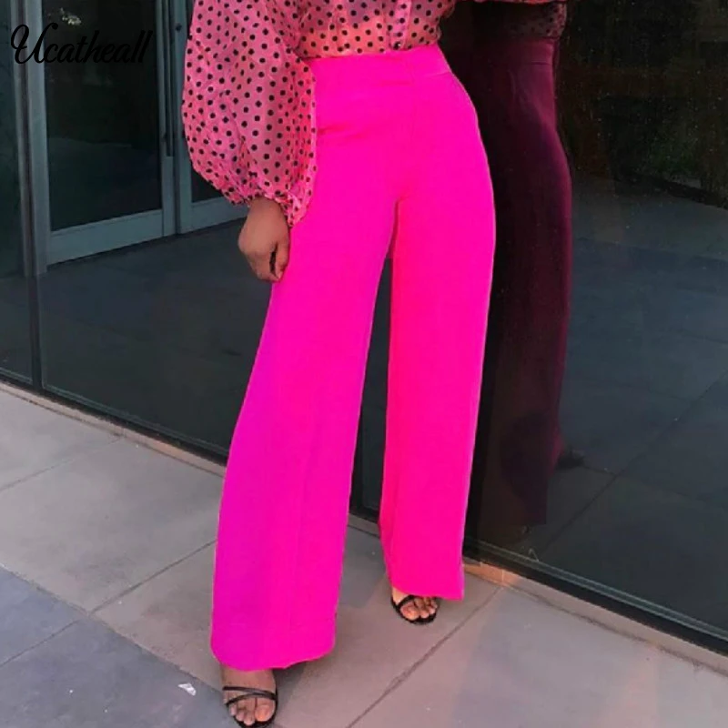 Брюки женские с широкими штанинами Элегантные Свободные повседневные офисные