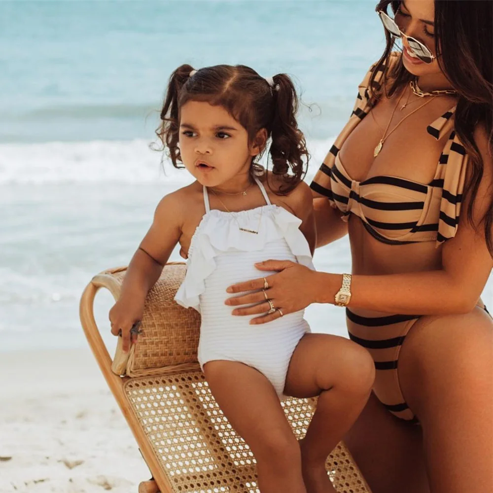 2021 сексуальный комплект бикини в полоску купальник-бандо женский купальный