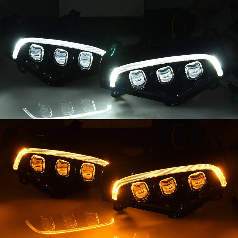 

1Set Car LED Daytime Running Light DRL For Toyota RAV4 2019 2020 2021 Yellow Turn Signal Light Bumper Lamp Fog Lamp