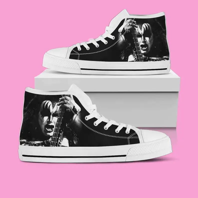 

Gene Simmons Hi Tops, Mens Womens Designer Leisure Sneakers Men Casual Canvas Shoes