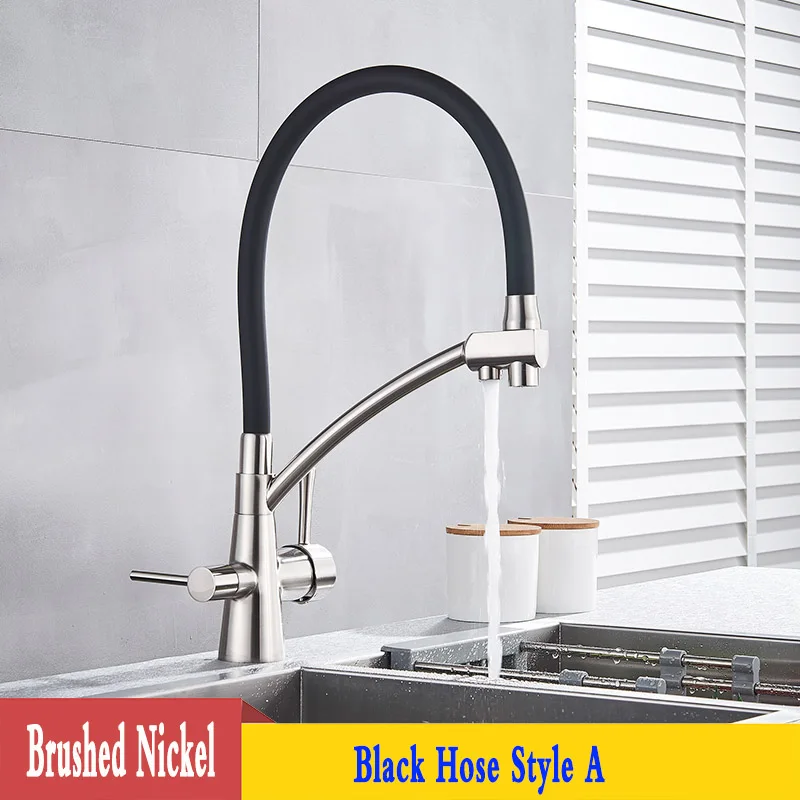 brushed and black SHBSHAIMY белый кухонный кран фильтрованный кран для чистой воды фильтрованный grifo cocina кран смеситель горячей и холодной воды кухонный кран Torneira - Цвет: brushed and black