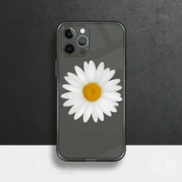flower daisy phone case for iphone 11 12 pro mini 7 8 plus x xs xr max black transparent clear shell