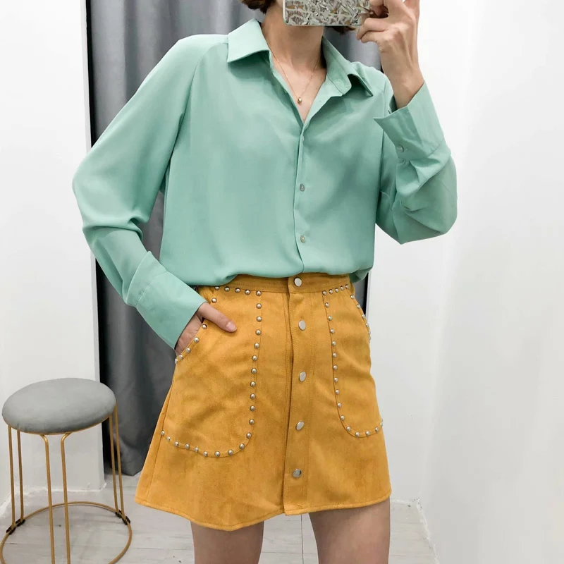 Женская мини-юбка из искусственной замши Sungtin модная трапециевидная юбка с