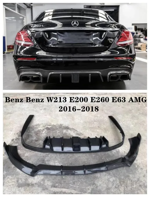 

Carbon Fiber Car Bumper Front Lip +Rear Bumper Lip Diffuser Protector Cover Fits For Benz W213 E200 E260 E63 AMG 2016-2018