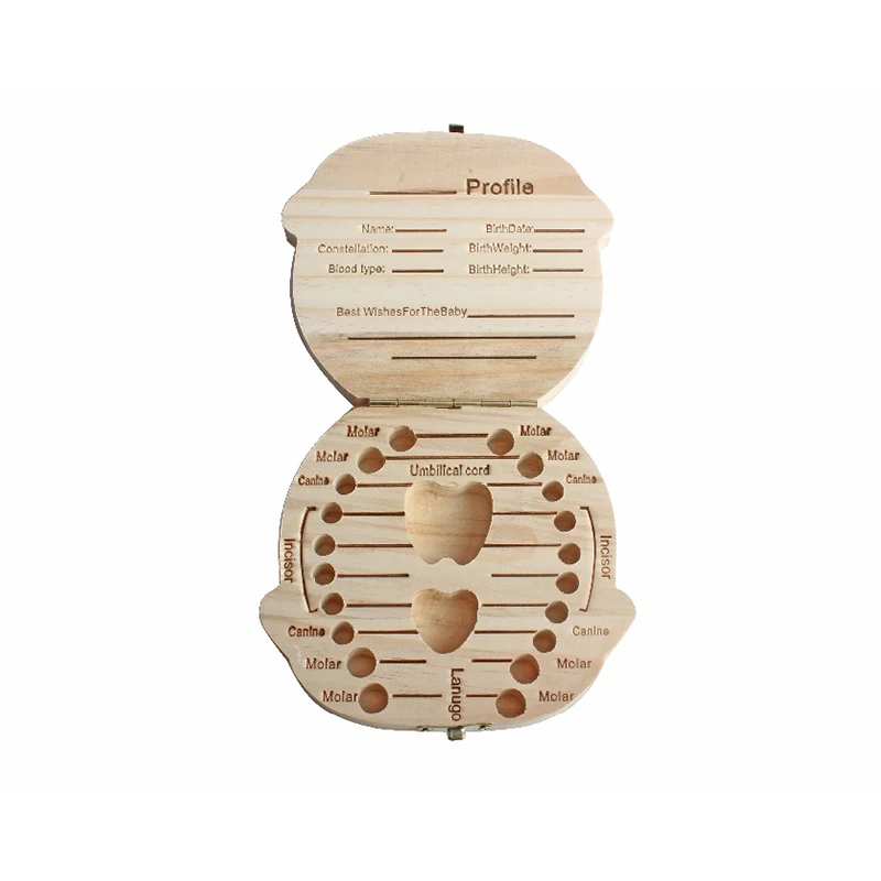 Espagnol anglais bébé cadeau créatif bois fille garçon dent organisteur boange ensector вмятина caduques stockage|Коробки и