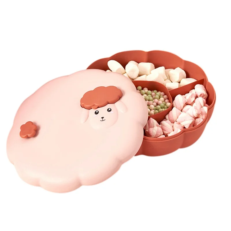 Пластиковый бытовой поднос ZL для фруктов лоток сушеных новогодний с крышкой