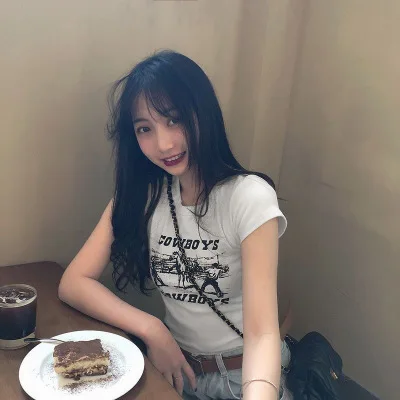 Футболка женская хлопковая с винтажным принтом брендовая Модная рубашка в