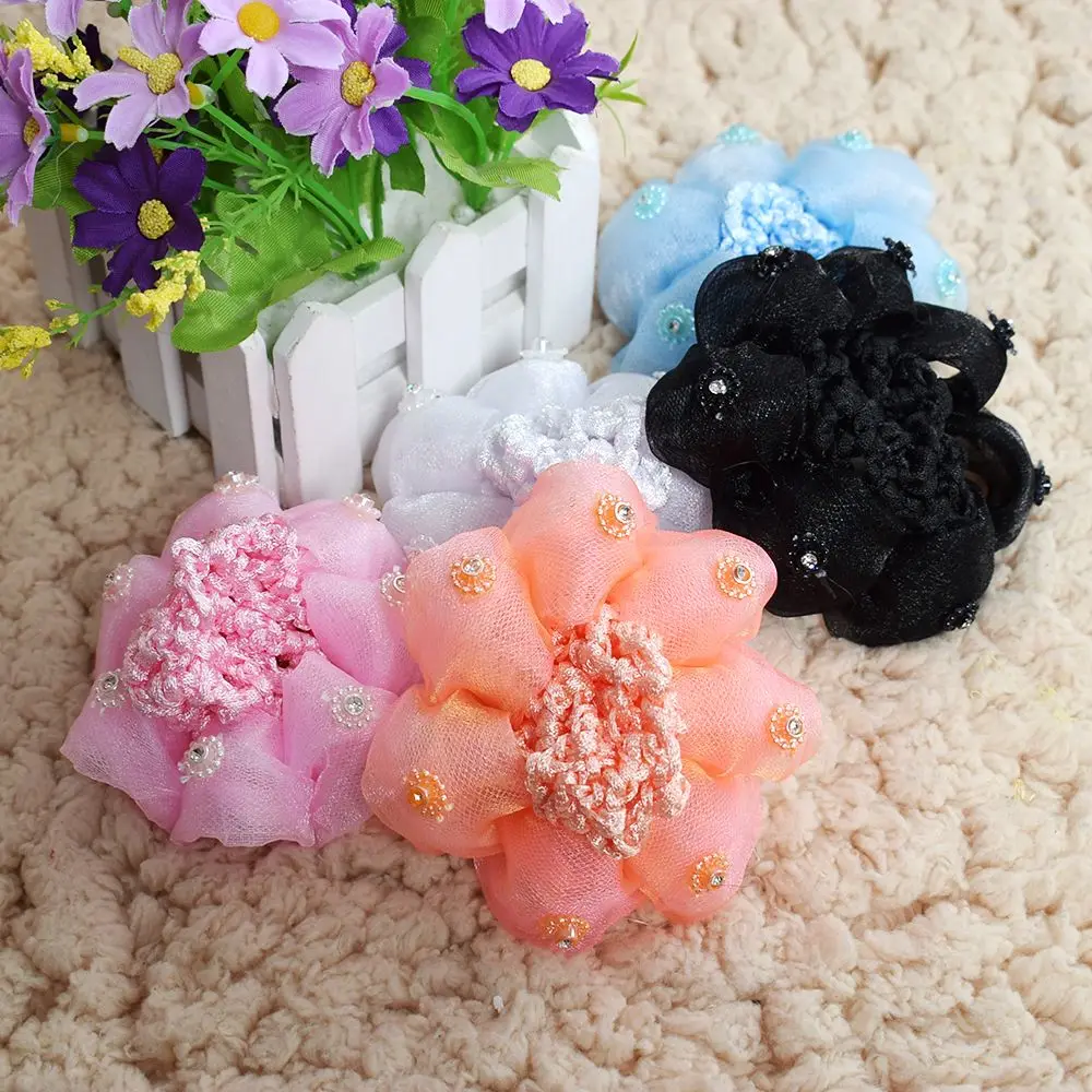 Fashion Flower Show Disc Hair Net Girl Kid Ballet Dance Skating Snoods ElasticTie Bun Cover Black Headwear Styling Accessory | Аксессуары