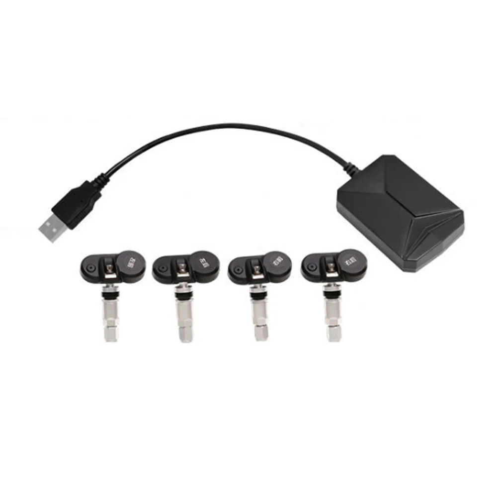 

USB Android TPMS Автомобильный монитор давления в шинах с 4 внешними датчиками Мониторинг сигнализации 5 В Беспроводная связь