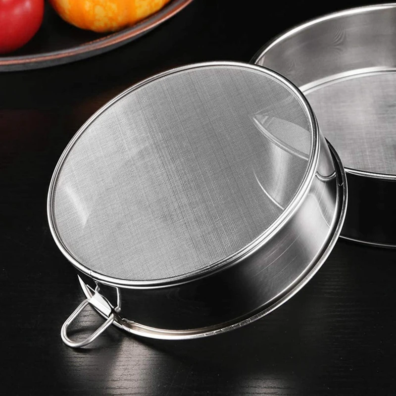 

Flour Sifter Round Flour Sieve Strainer with 60 Mesh Premium Rustproof Stainless Steel Fine Mesh for Baking Set of 3