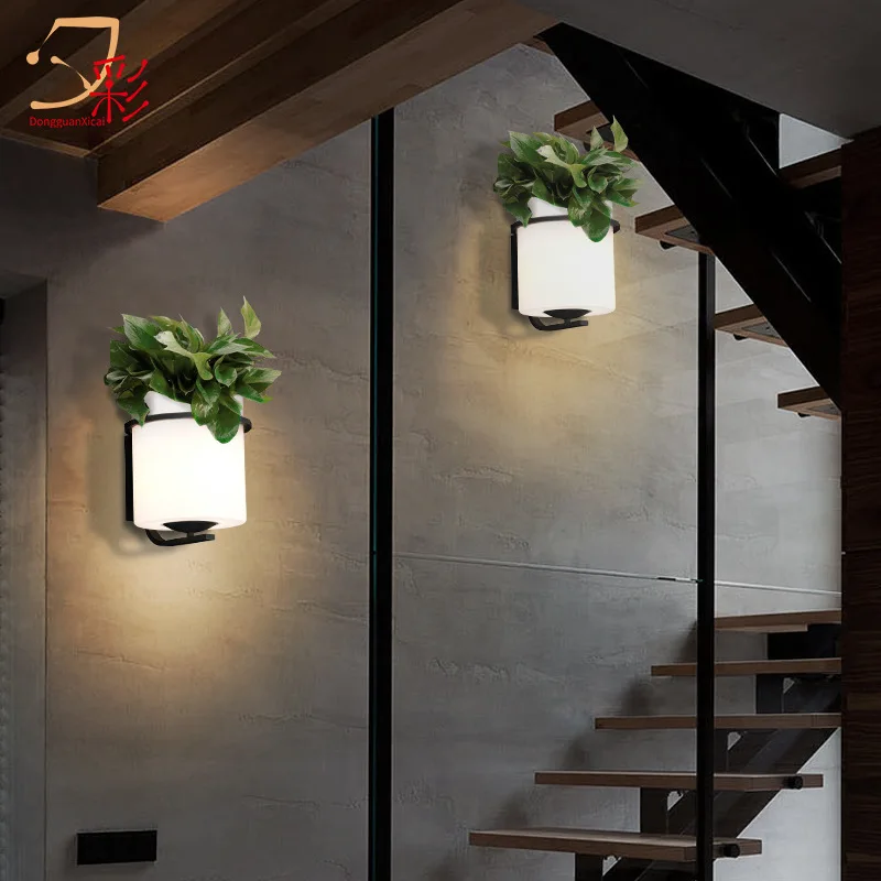 Светодиодный цветочный горшок настенная лампа креативный наружный двор