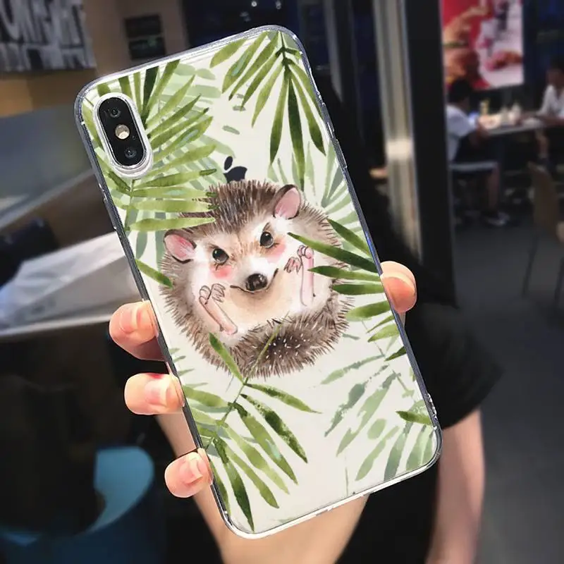 

Hedgehog lovely cartoon animal Phone Case Transparent soft For iphone 5 5s 5c se 6 6s 7 8 11 12 plus mini x xs xr pro max