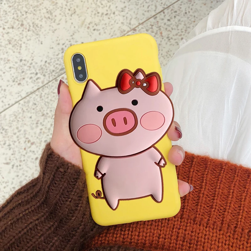 Милый чехол для телефона с рисунком поросенка для Xiaomi mi a1 A2 A3 5X6X8 Lite 9 SE CC9E 9T mi Play mi x 2S Max 3 F1 мягкий чехол из ТПУ с забавным носом - Цвет: BigPig Yellow