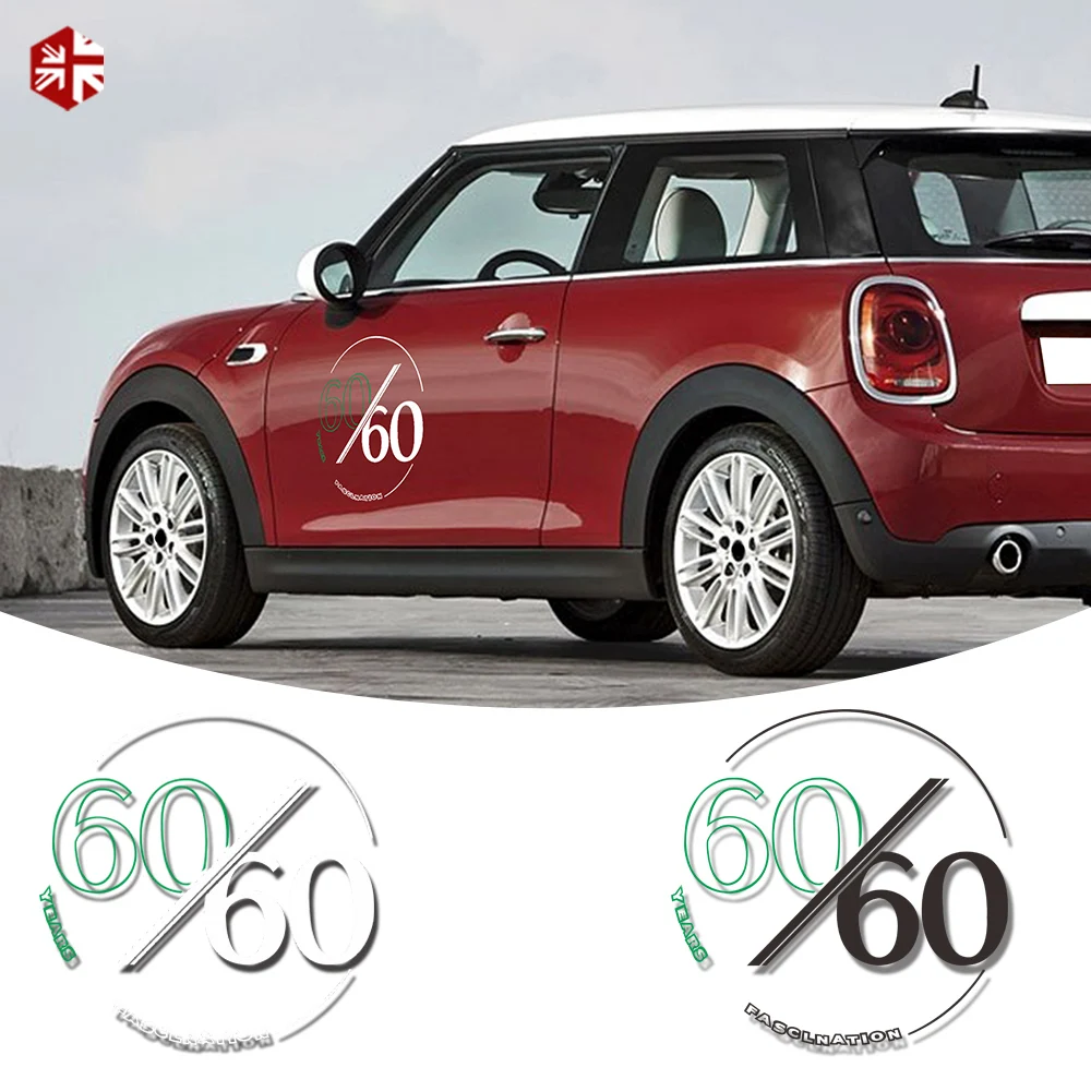 

2 Pcs Creative Vinyl 60th anniversary Styling Door Side Decal Sticker For MINI Cooper Countryman R60 F60 R56 F56 R55 F55 R58 R61