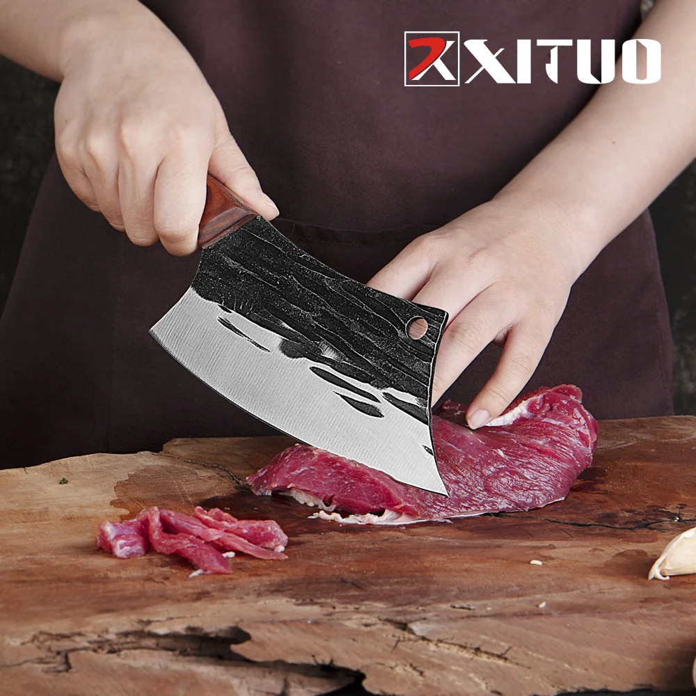 

XITUO Chopping Kitchen Knife Cleaver High Carbon Steel Handmade Forged Bone Meat Butcher Fishing Knives Cooking Tools Chef Knife