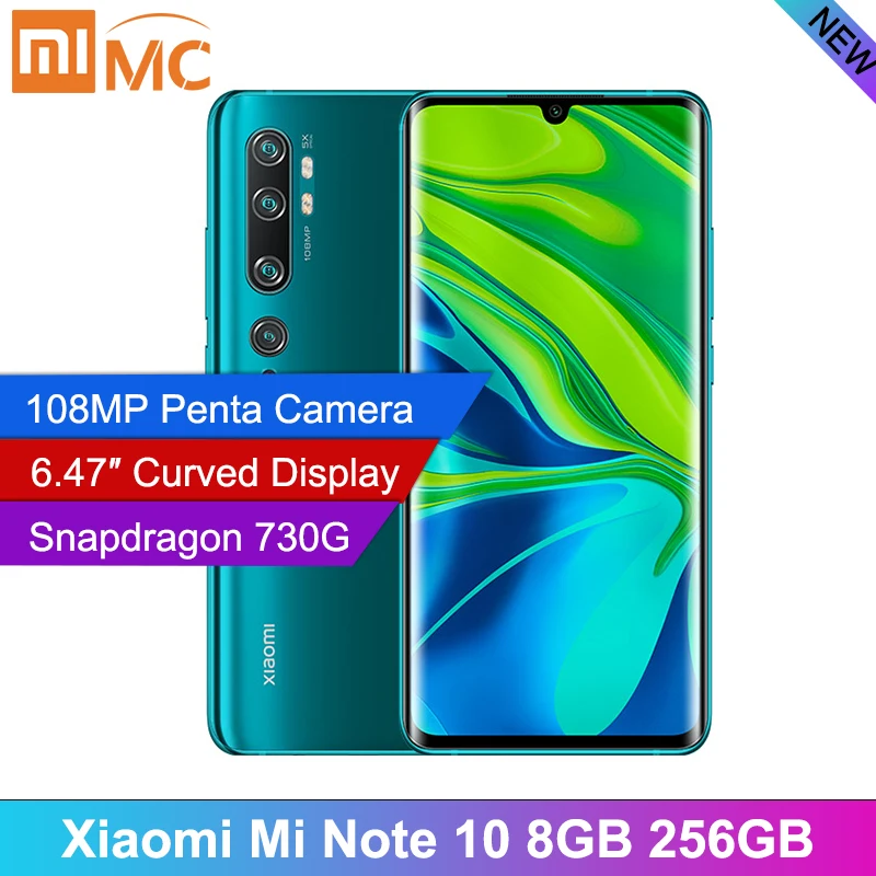 Глобальная версия Xiaomi Mi Note 10 8GB 256GB Snapdragon 730G 108MP камера мобильный телефон 6 47