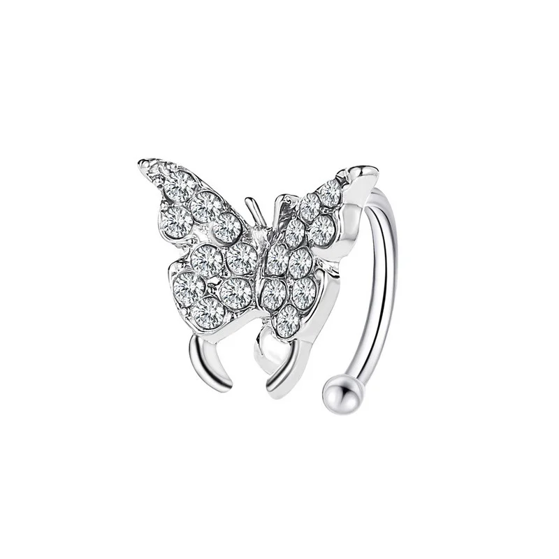 

2020 Fashion Elegant Crystal Butterfly Clip Earrings For Women No Piercing Fake Cartilage Cute Statement Korean Earring Gifts