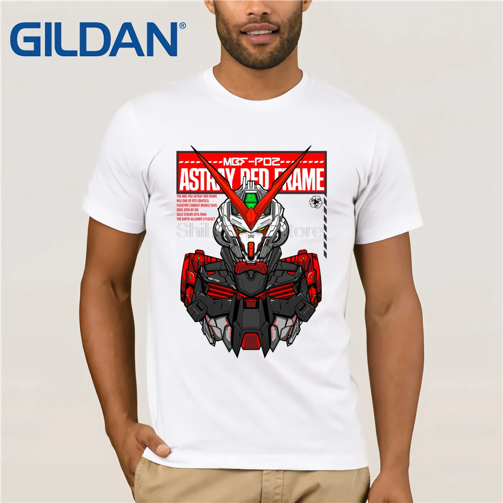 Астрая красная оправа футболка gundam|Мужские футболки| |