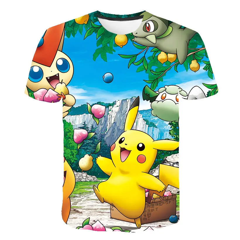 

2021 Summer Kids T-shirts Short Sleeve Funny Pokemon T shirt Boys Children Clothing 2019 Summer Baby Girls Clothes Street Clothe