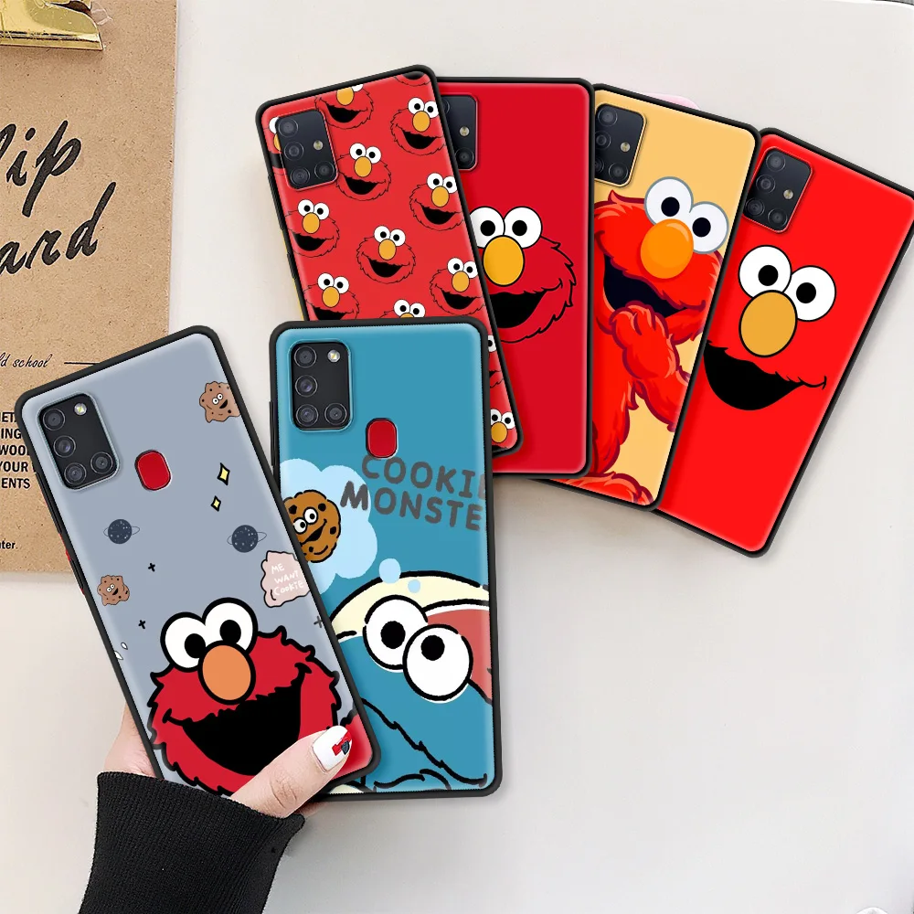 

Sesames Cookie Elmo Case For Samsung Galaxy A51 A71 A21s A32 A31 A22 A12 A13 A52 Black ShockProof Coques A02s A11 Phone Bag