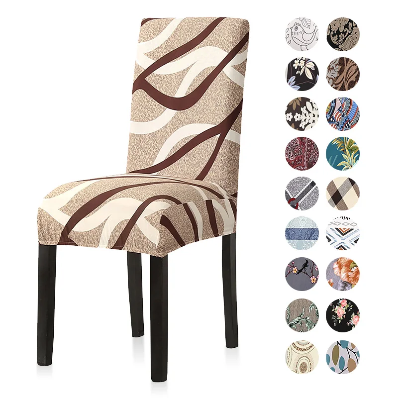 

Print Pattened Dining Chair Cover Spandex Elastic Chair Slipcover Stretch Case for Chairs Wedding Hotel Banquet