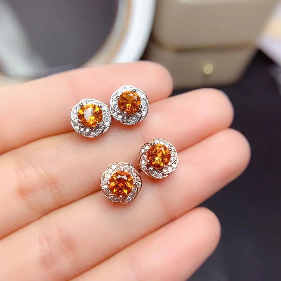 

Cute Female 1ct Topaz Stud Earring 100% Real 925 sterling silver Jewelry Party Wedding Earrings for Women Bridal Gift