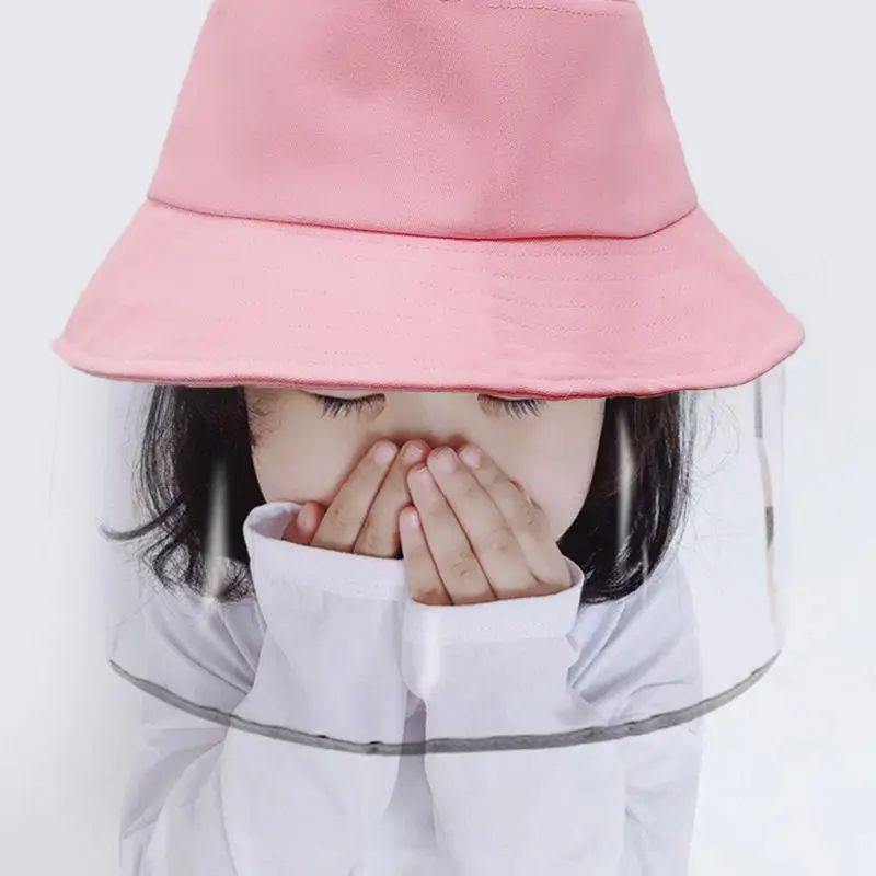 

Kids Anti-Saliva Bucket Hat Removable Full-face Protective Anti-spitting Mask cover the entire face