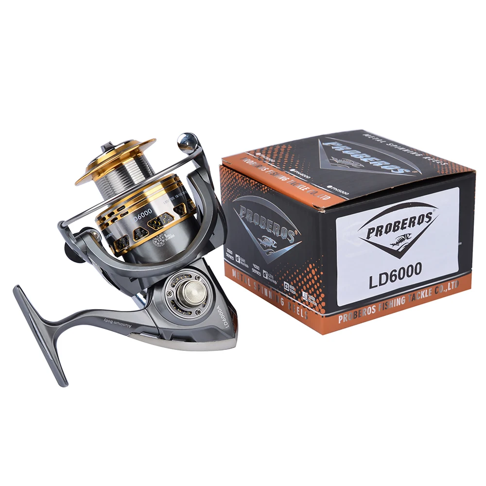 

PROBEROS Aluminum alloy Fishing Reel 20KG Max Drag Sea Boat 1000-6000 Spinning Reel 14BB Stainless Steel Bearing Anti-Seawater
