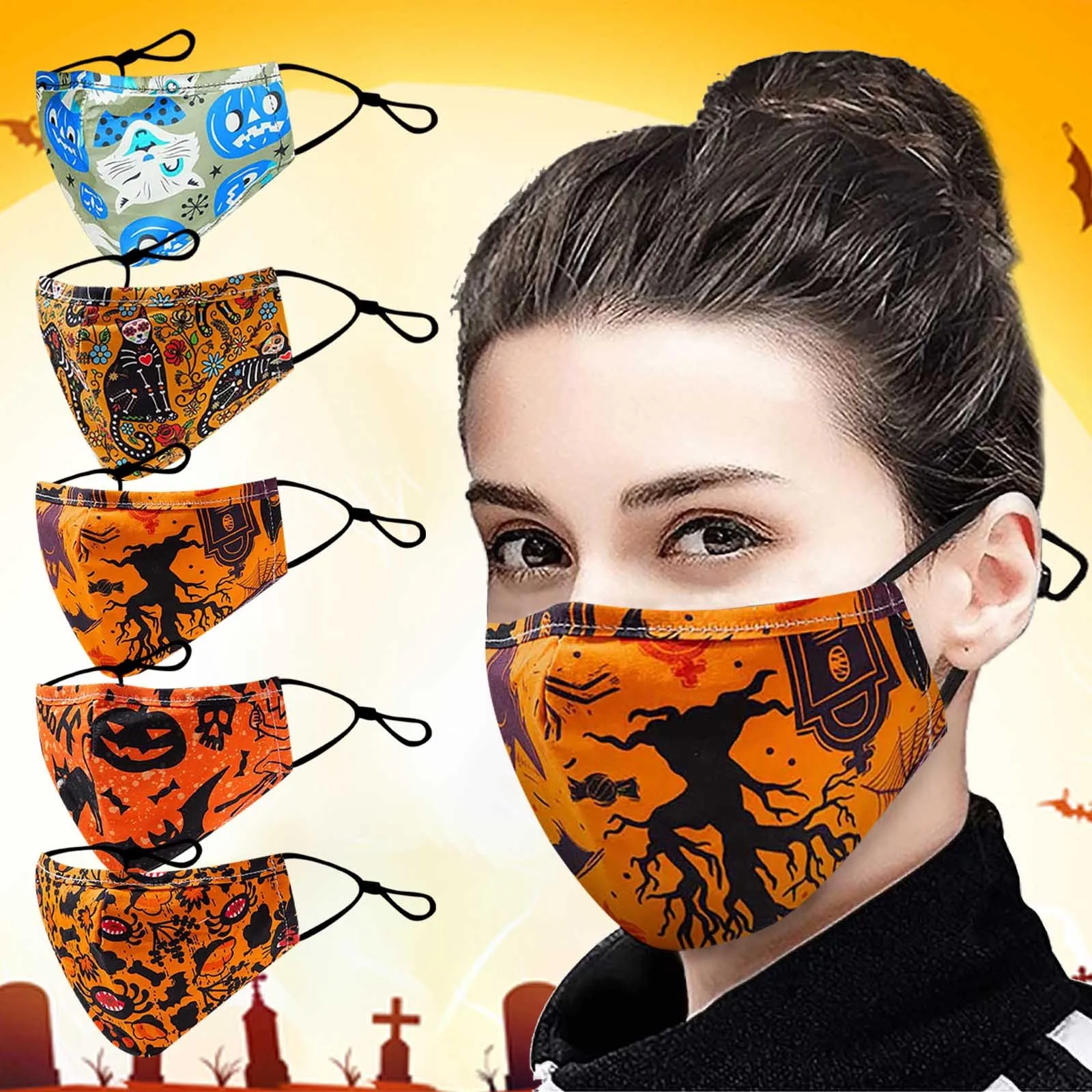

Halloween Face Mask Adult Masks Of Face Protection Dust Mask Reusable Mouth Mask Fabric Mask Cloth Washable Mascaras Faciais