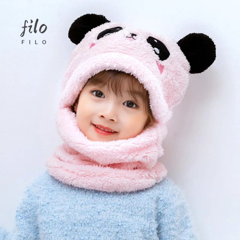 

Hot Selling Winter Hat for women boys girls cute Plush Full face neck guard Panda rabbit bonnets Fashion Warm Beanie Solid Caps