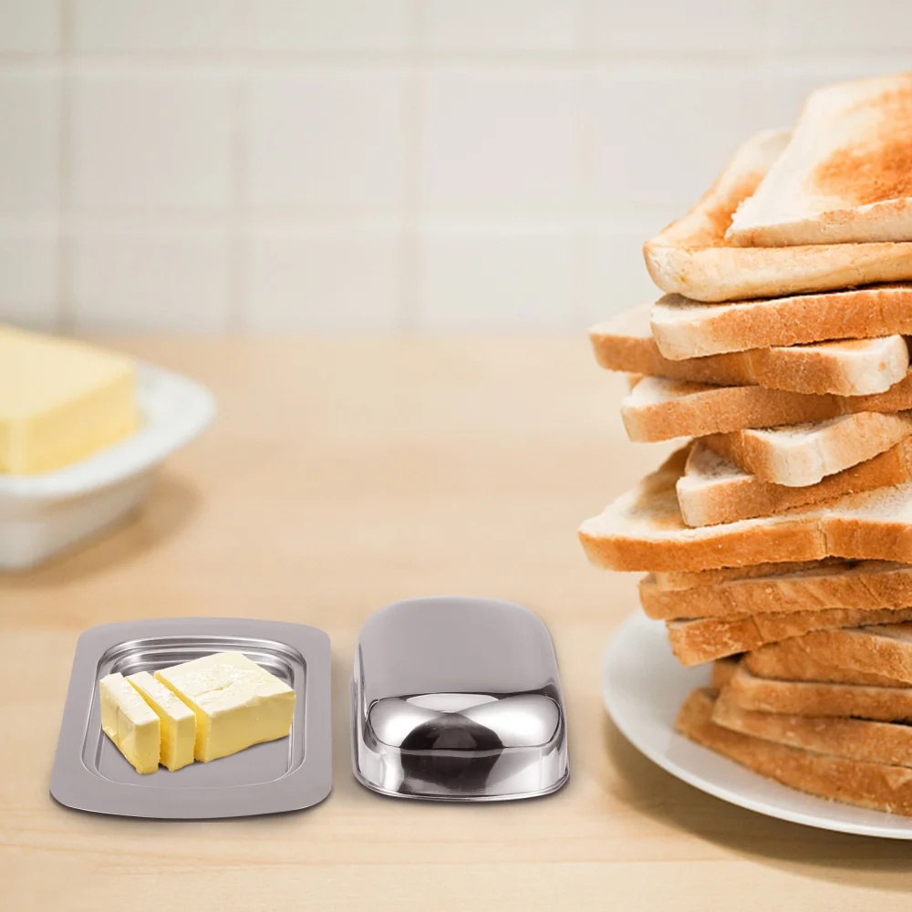 

1pc Household Stainless Steel Butter Storage Container Dessert Holder (Silver)