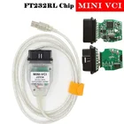 Интерфейс MINI VCI для TOYOTA TIS Techstream MINIVCI FT232RL Chip J2534 OBD2, диагностический кабель, поддержка TIS OEM, диагностический SW