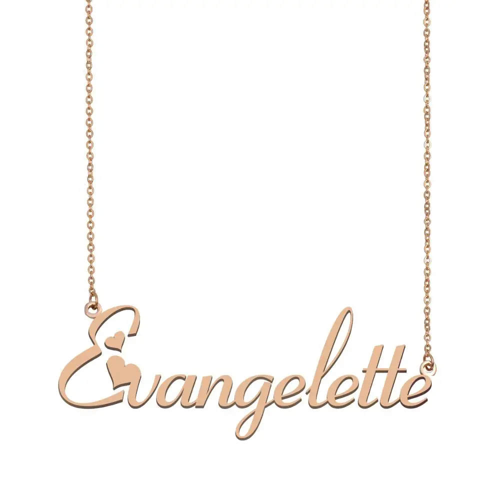 

Evangelette Name Necklace , Custom Name Necklace for Women Girls Best Friends Birthday Wedding Christmas Mother Days Gift