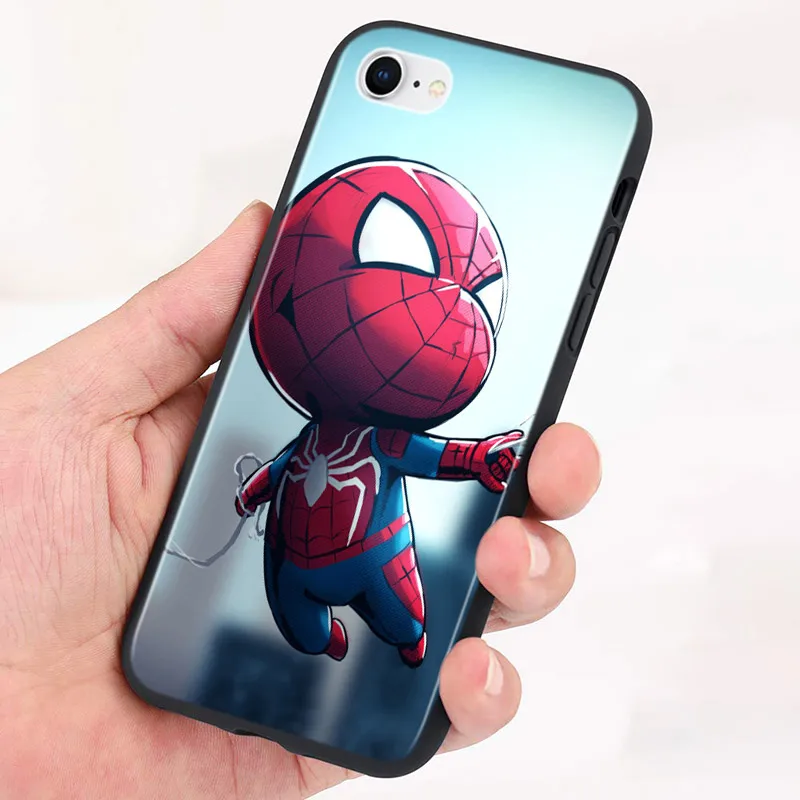 Silicone Cover Marvel Cute Spider Man For Apple iPhone 13 12 Mini 11 Pro XS MAX XR X 8 7 Plus SE 6S Phone Case