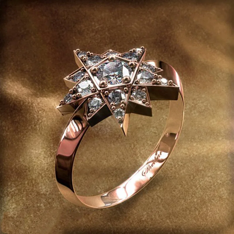Кольцо женское из розового золота с фианитом и камнем | Украшения аксессуары