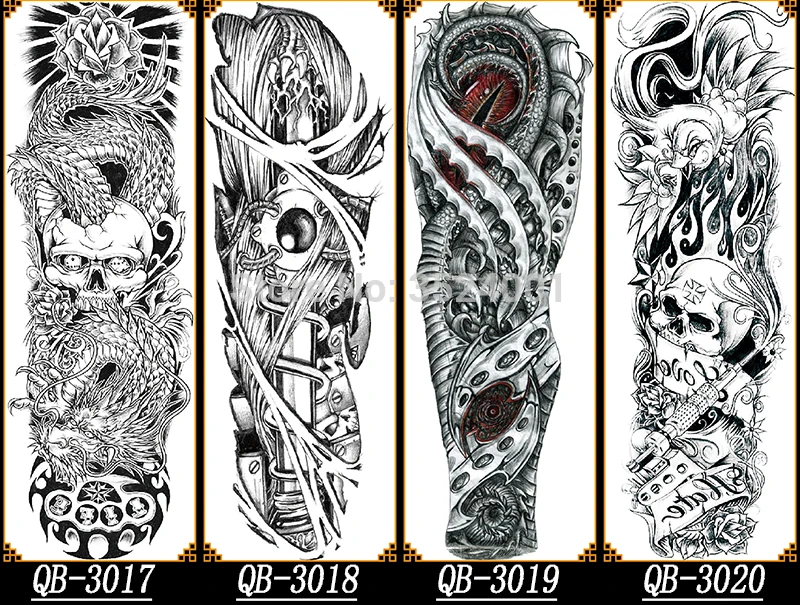 Черные Временные татуировки наклейки для мужчин полностью боди-арт рукав на руку