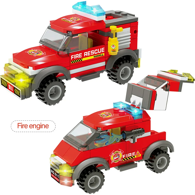 

788pcs City Fire Station Truck Car Building Blocks City Police Mini Firefighter Figures Enlighten Bricks Toys For Boys